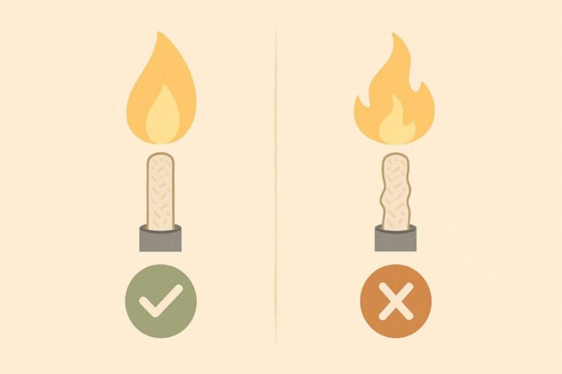 燃料と芯式の相性を示した概念図。
