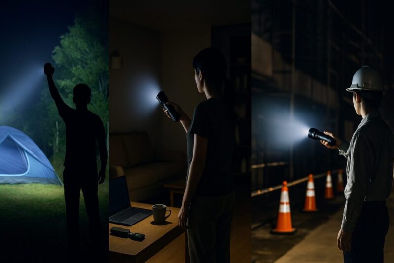 用途別にライトを使い分けているイメージ。