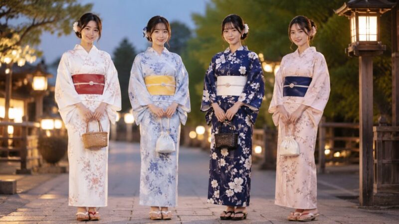 男ウケしやすい白水色紺淡ピンクの浴衣カラー比較