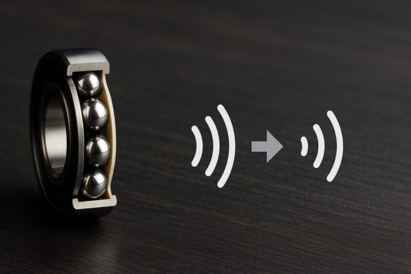 異音の原因と静音化の流れを示すイメージ。