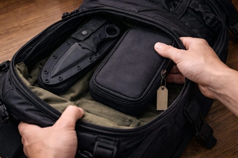 移動中にすぐ取り出せない形で安全に持ち運ぶイメージ