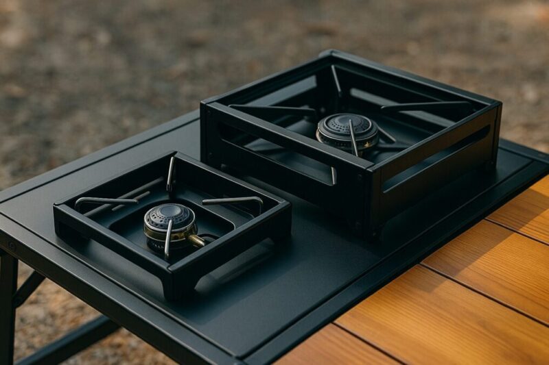 薄型のBURNER MINI TABLEと箱型のMULTI BURNER BOXの比較