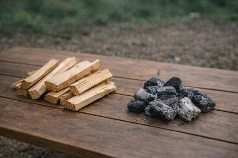 薪を使う場合は火力が強くなるためコントロールが重要だと伝えるイメージ。