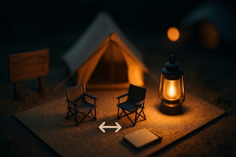 話し声が響きにくいようサイト中央に集まる配置イメージ。