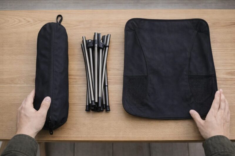 購入直後に付属品と縫製をチェックするイメージ