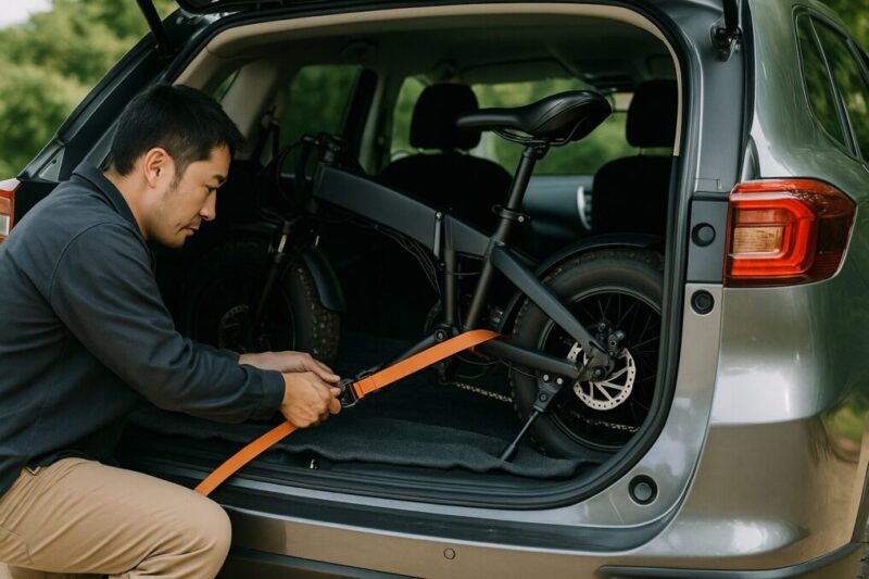 車載用にMOVEを折りたたんで積むイメージ