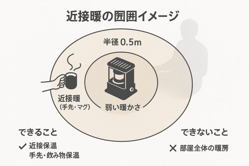 近接暖の範囲イメージ。