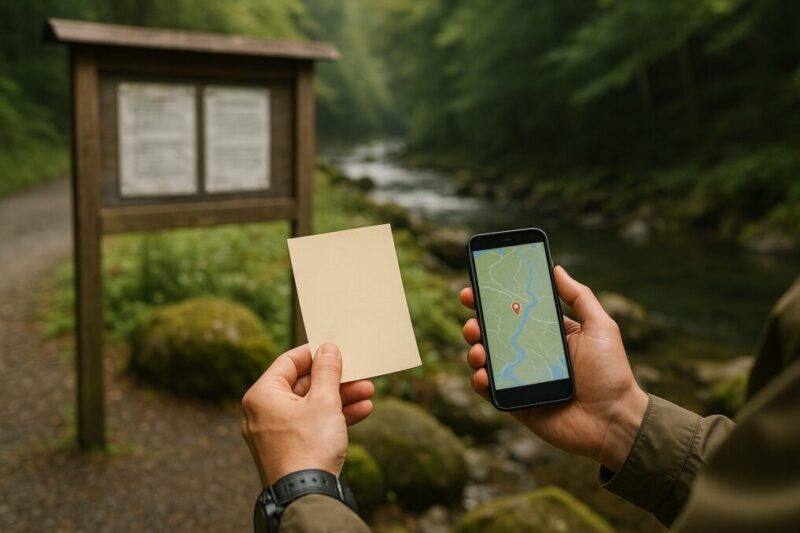 遊漁券や掲示を確認して違法にならないよう釣行前にチェックするイメージ