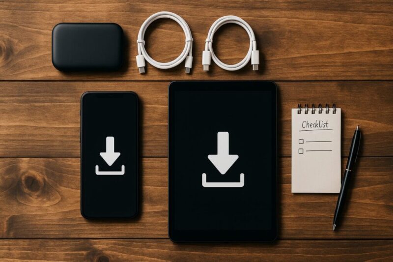 配信コンテンツを事前ダウンロードしオフライン視聴の準備をする端末とチェックリスト