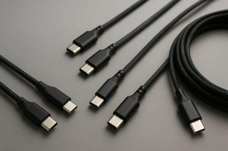 長さと耐久性の違いが分かるUSB-Cケーブルの比較イメージ