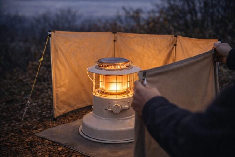 風対策でストーブの体感と燃費を整えるイメージ